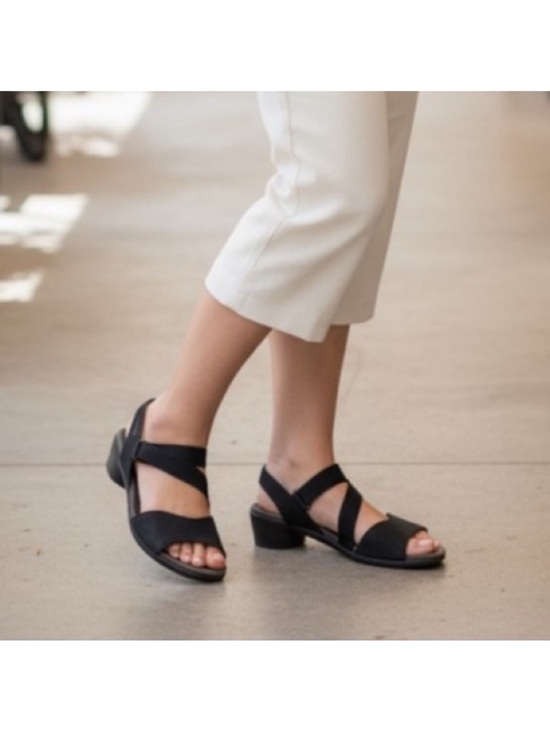 Mephisto Shoes - Mephisto Black Elastic Crossover Sandals